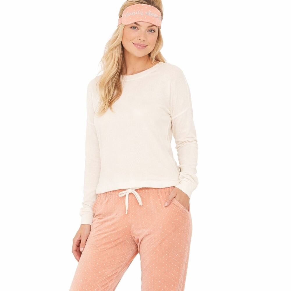 NWT Three Dots Velour 2 Pc Lounge Set w Eye Mask M